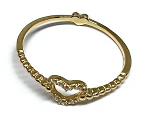 10k Solid Gold Dainty Heart CZ Ring (FC 156)