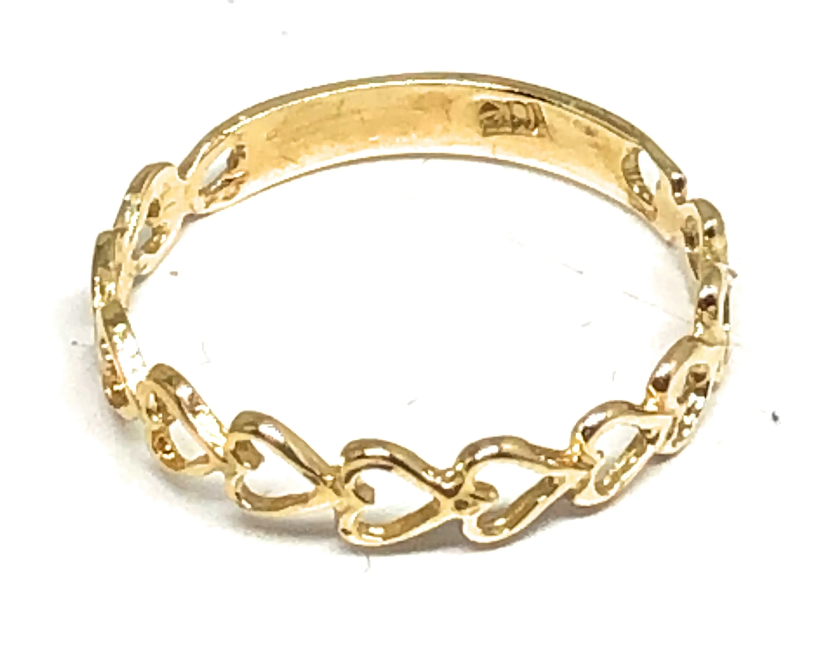 10k Solid Gold Yellow Dainty Heart Band Ring (FC 133)