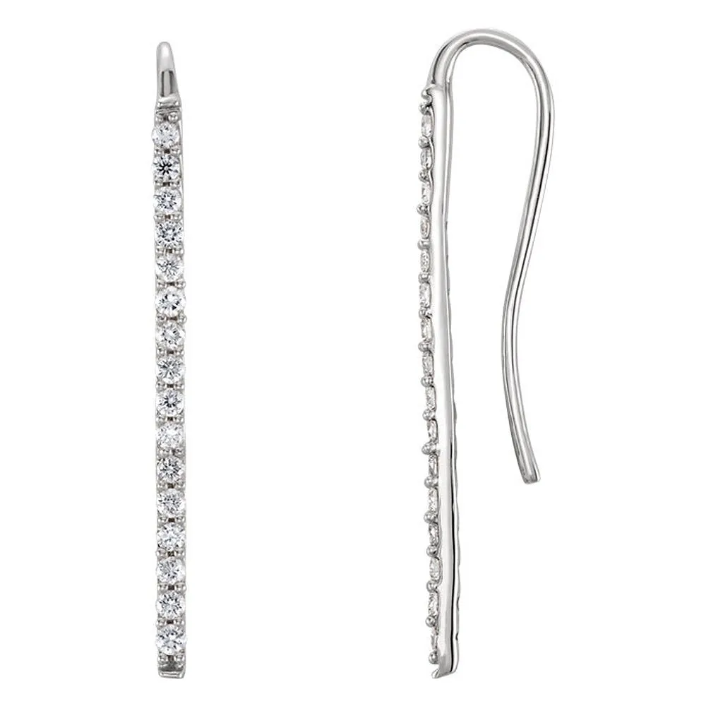 1.3 x 23mm Platinum 1/3 CTW (H-I, I1) Diamond Bar Earrings