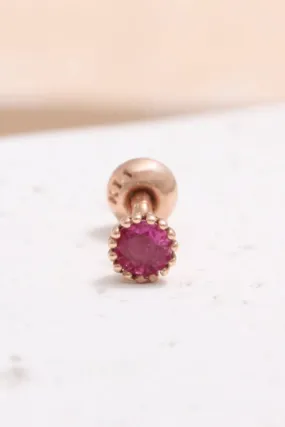 14K 18K Solid Gold 0.07ct Genuine Ruby Prongs Cartilage Tragus Helix Piercing