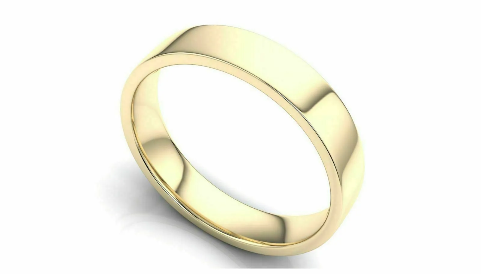 14k Solid Gold 6mm Comfort Fit Wedding Flat Band in 14k Yellow Gold All sizes 