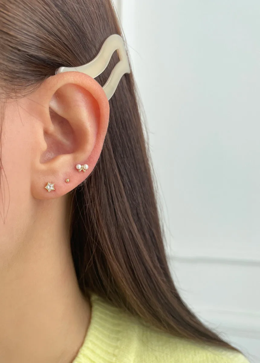 14K Solid Gold Bezel Star Cartilage Helix Tragus Inner Conch Earring Barbell Piercing