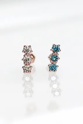 14K Solid Gold Cz Or Diamond Stick Helix Tragus Cartilage Barbell Piercing Earring