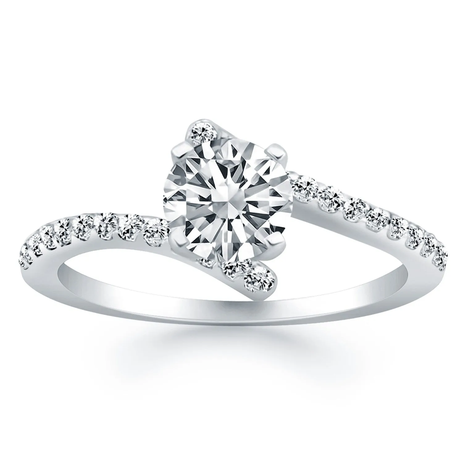 14k White Gold Open Shank Bypass Diamond Engagement Ring-rxd24206y28bt