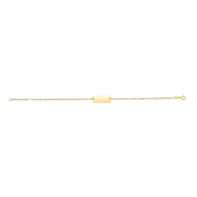 14k Yellow Gold Rectangular ID Bar Fancy Bracelet, 7