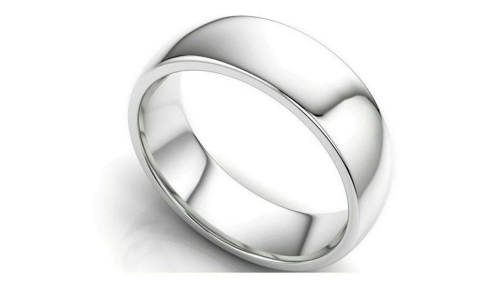 18k Solid Gold 7mm Comfort Fit Wedding Flat Band in 18k White Gold All sizes 