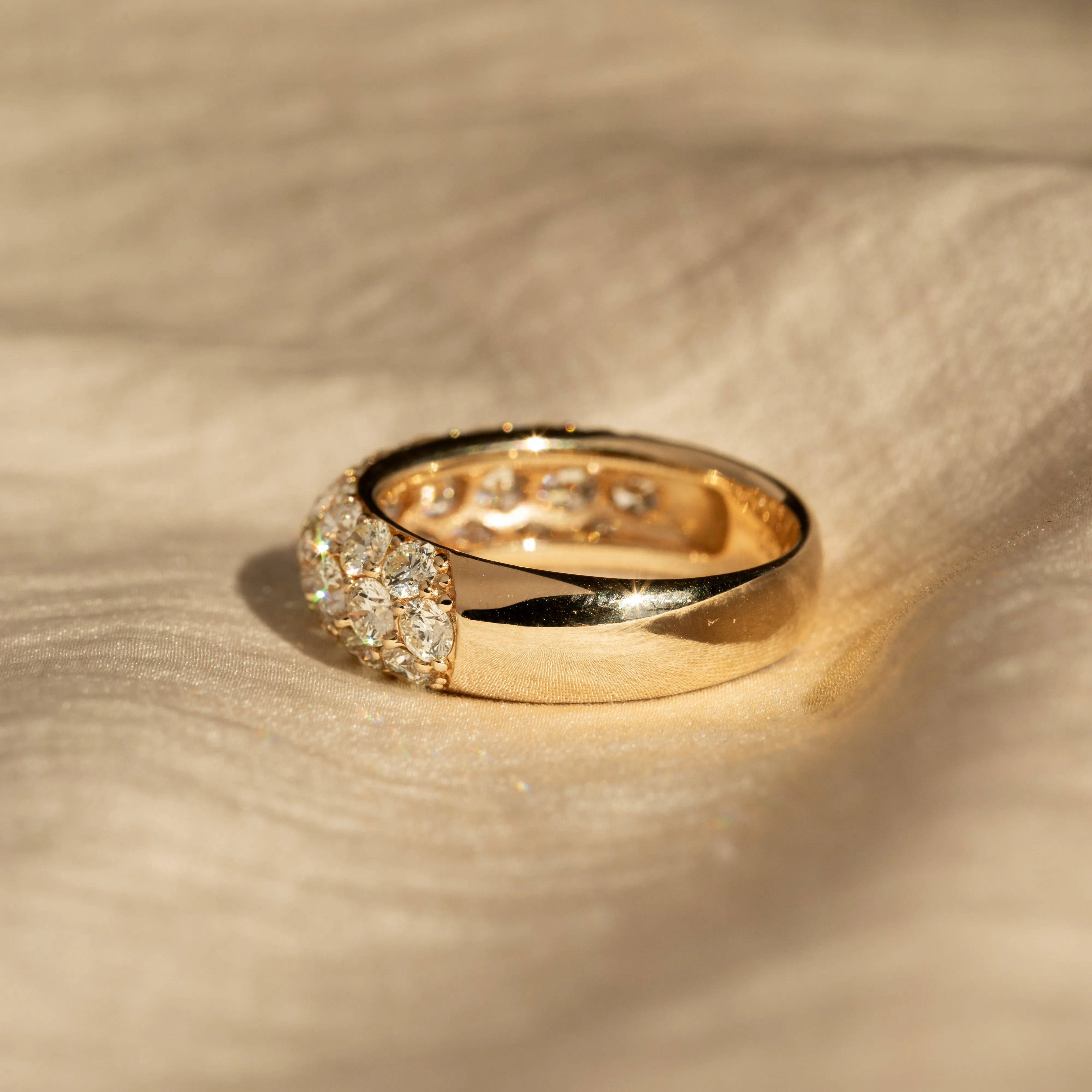 18K Yellow Gold 2 Carat Diamond Pave Band