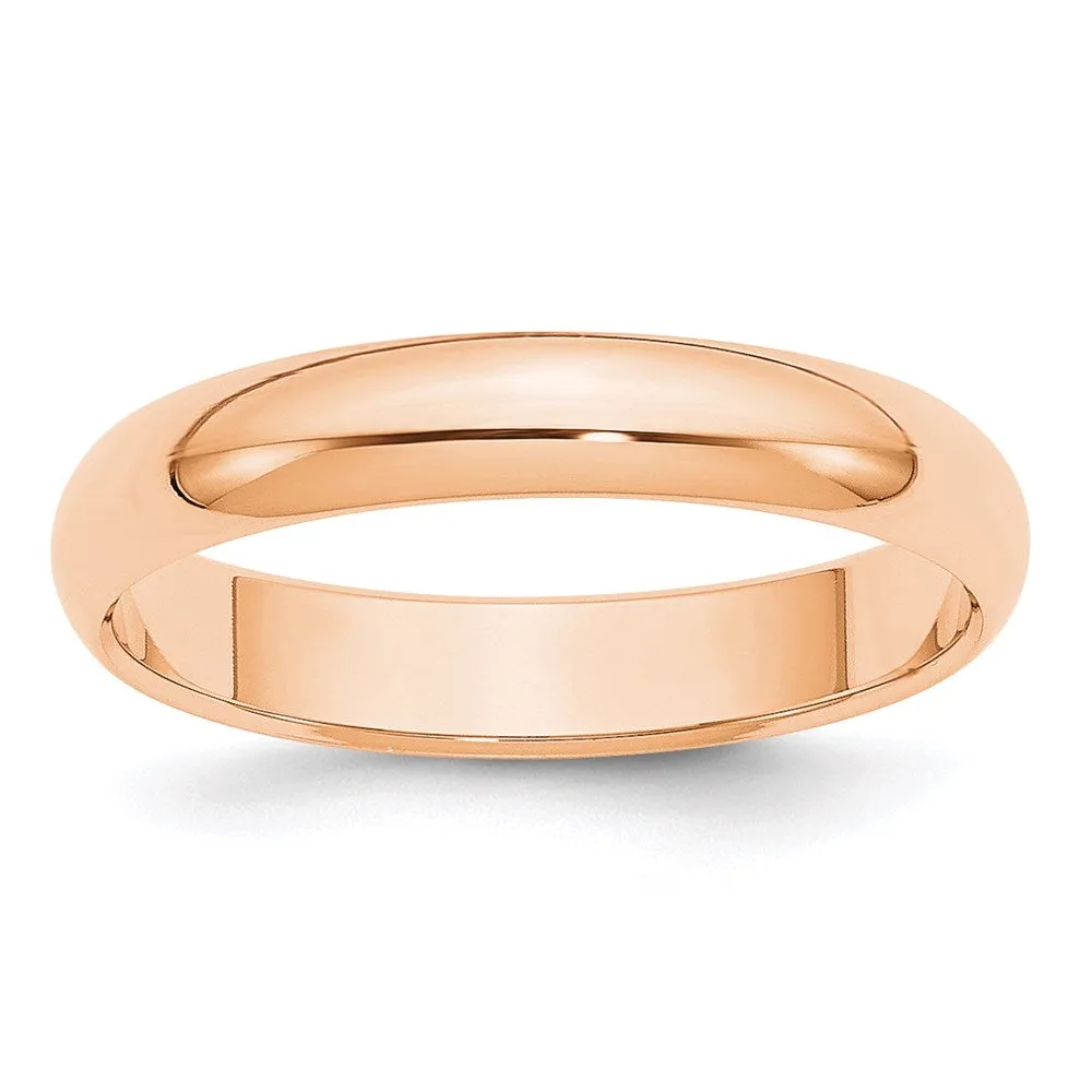 2mm to 6mm 10K Rose Gold Half Round Standard Fit Band