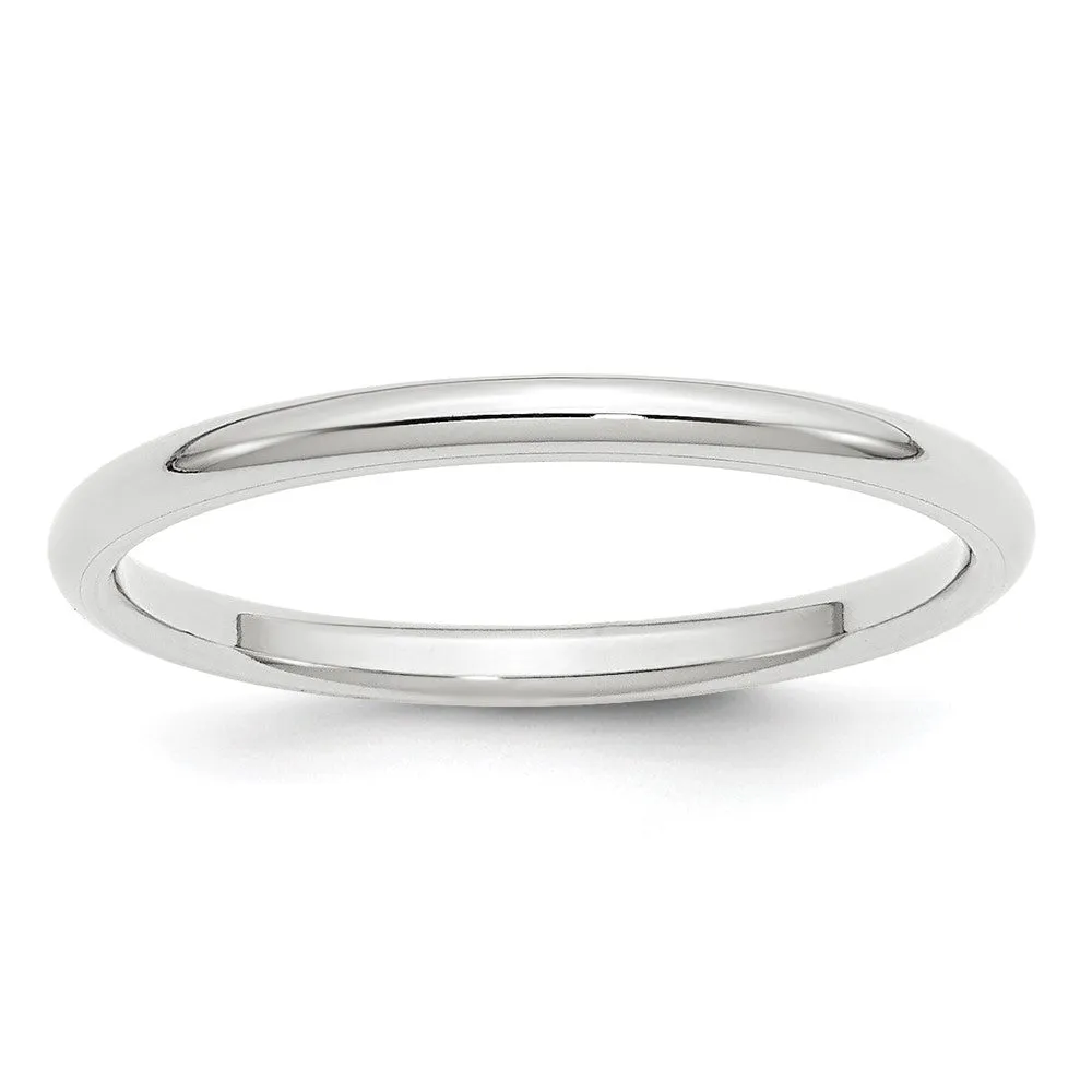 2mm to 6mm 10K White Gold Domed Comfort Fit Band