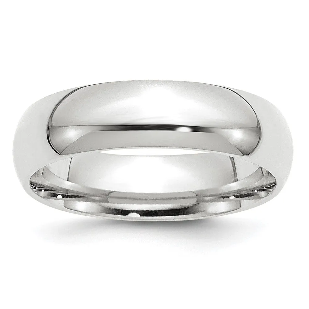 2mm to 6mm 10K White Gold Domed Comfort Fit Band