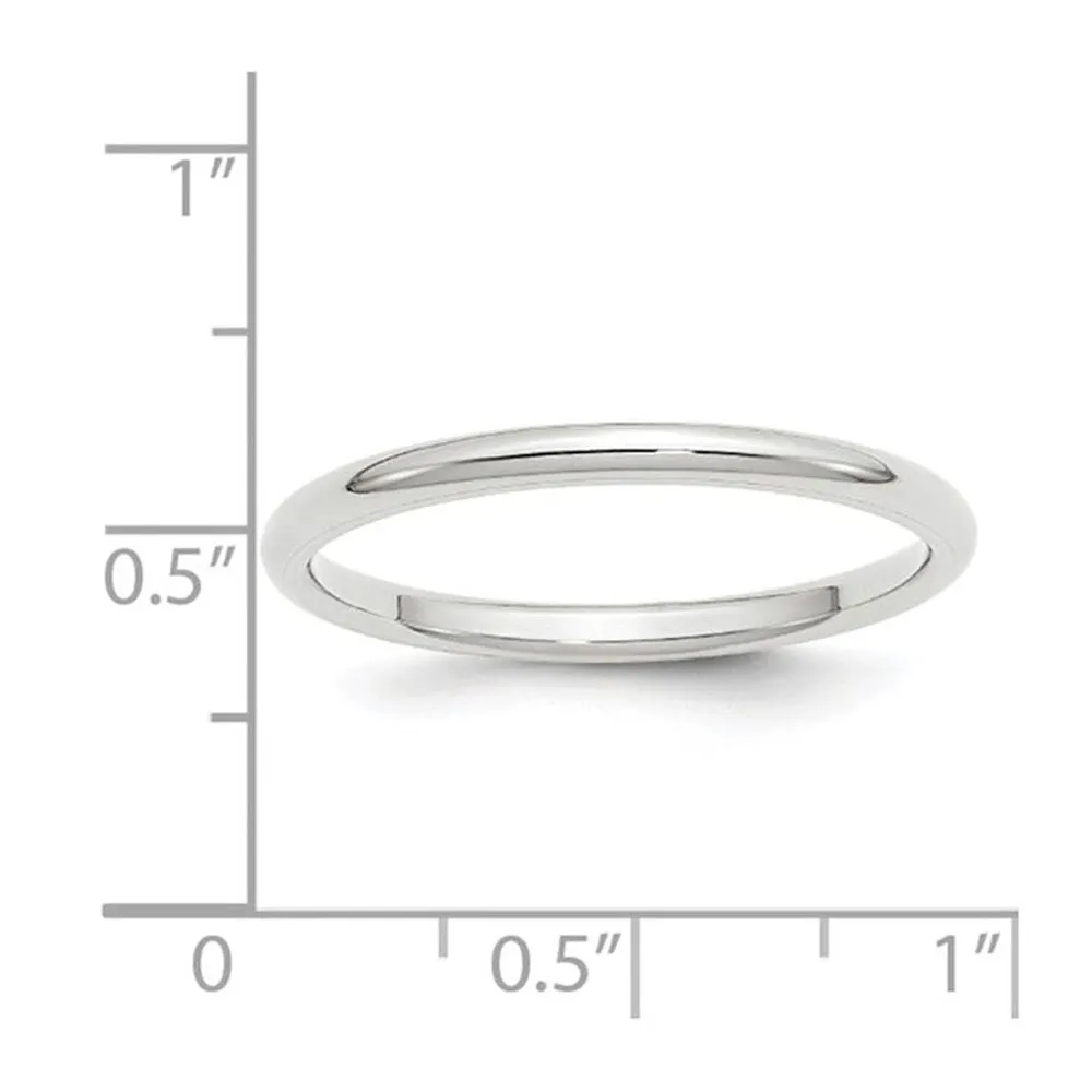 2mm to 6mm 10K White Gold Domed Comfort Fit Band