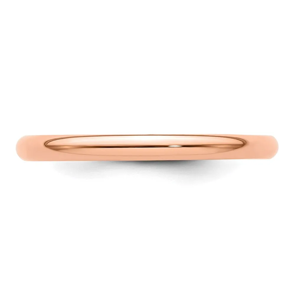 2mm to 6mm 14K Rose Gold Lightweight Half Round Standard Fit Band