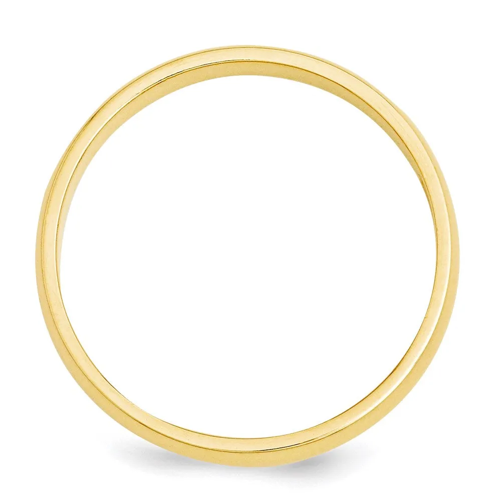 2mm to 6mm 14K Yellow Gold Half Round Standard Fit Band