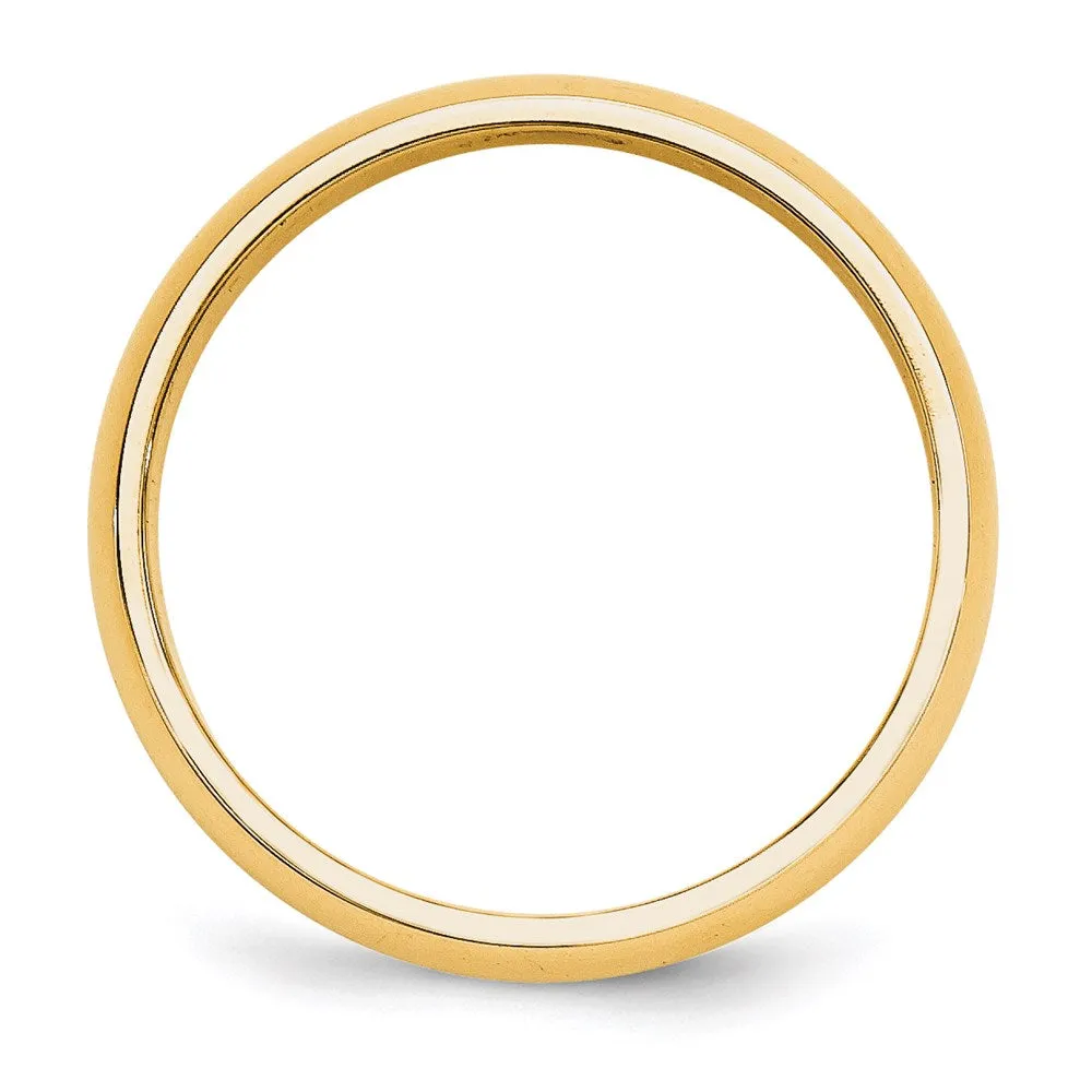 2mm to 6mm 14K Yellow Gold Half Round Standard Fit Band