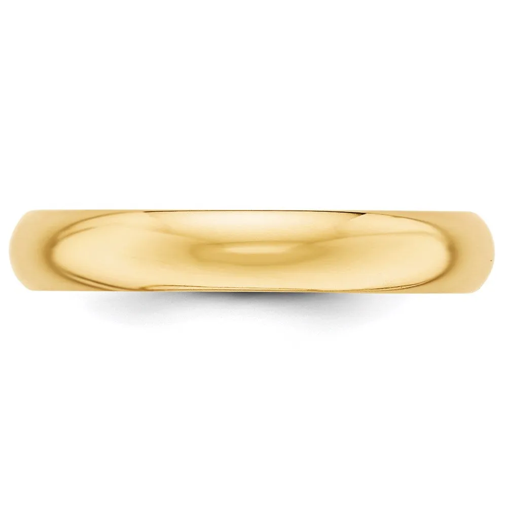 2mm to 6mm 14K Yellow Gold Half Round Standard Fit Band