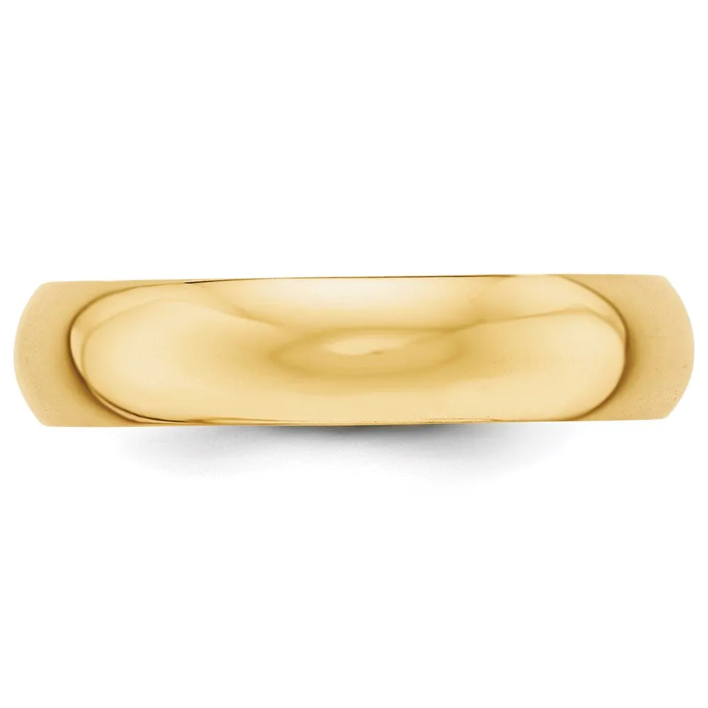 2mm to 6mm 14K Yellow Gold Half Round Standard Fit Band