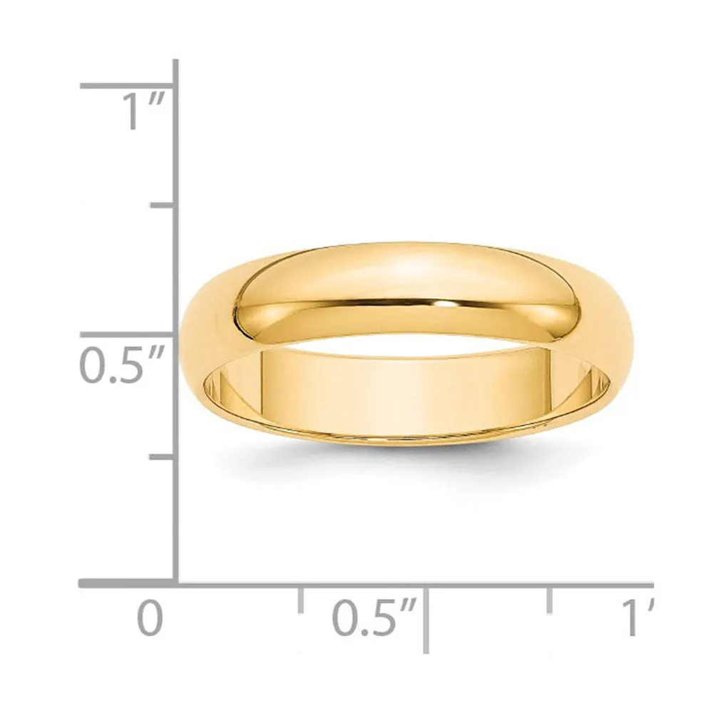 2mm to 6mm 14K Yellow Gold Half Round Standard Fit Band