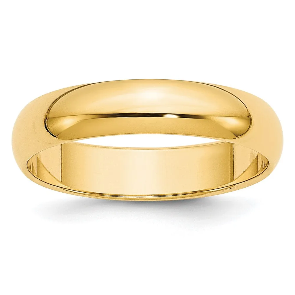 2mm to 6mm 14K Yellow Gold Half Round Standard Fit Band