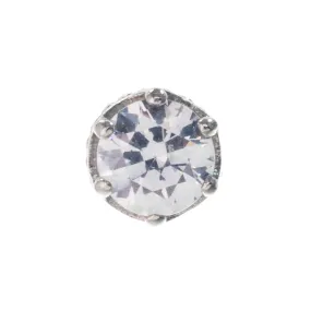 3mm Queen Crown Threaded End in White Gold with Brilliant-Cut Gem