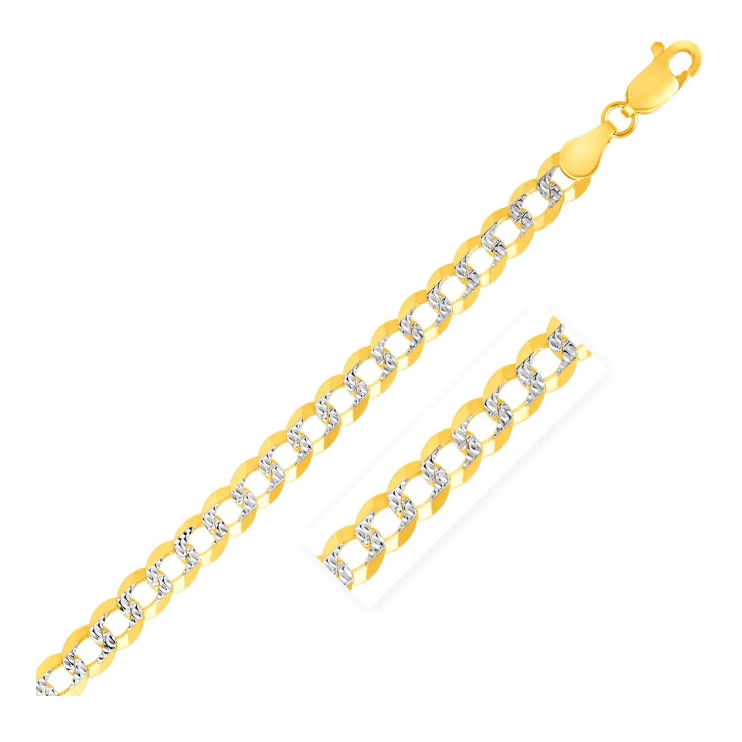 4.7 mm 14k Two Tone Gold Pave Curb Chain-rx42984-24