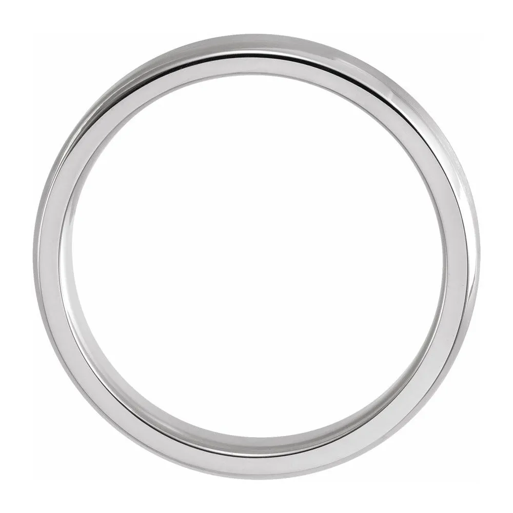 4mm 10K White Gold Polished Beveled Edge Comfort Fit Band