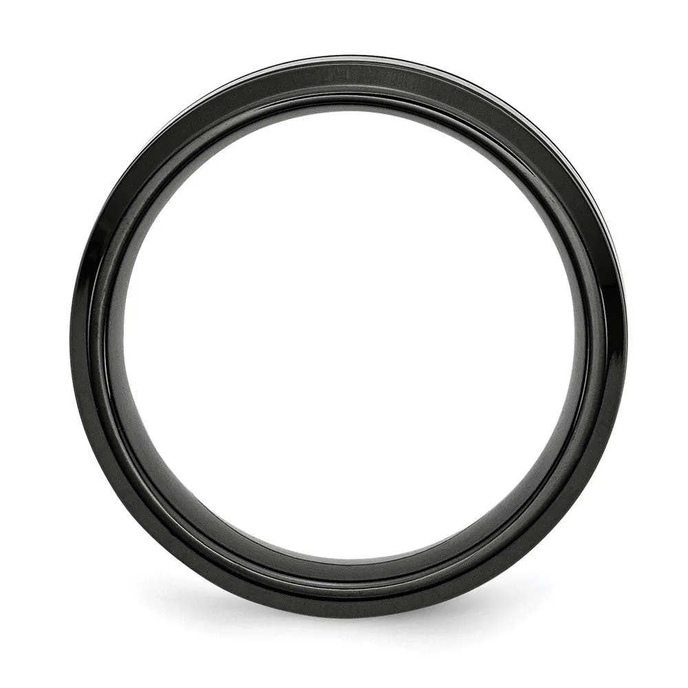 7mm Black Plated Stainless Steel Grooved Standard Fit Band