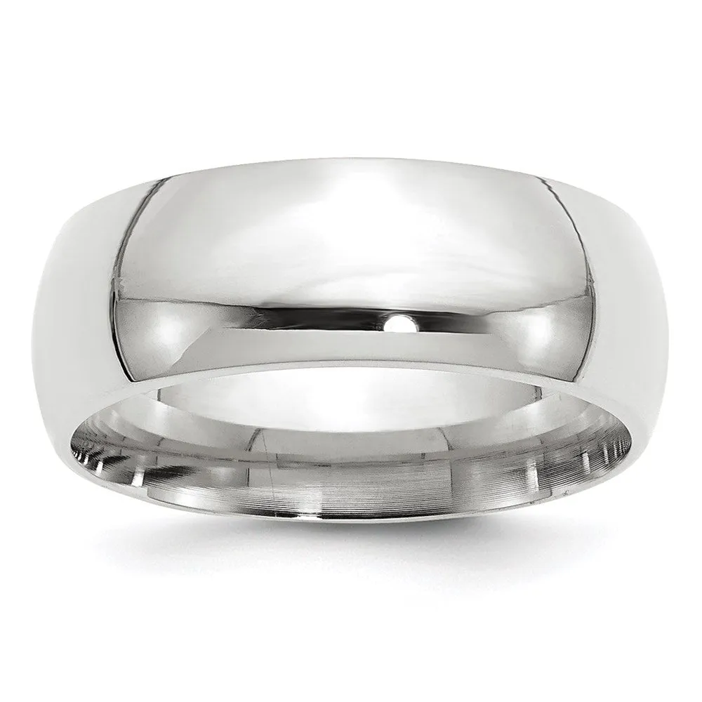 7mm or 8mm 14K White Gold Domed Comfort Fit Band