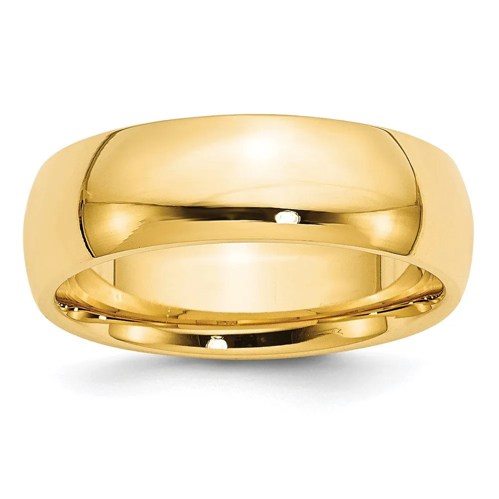 7mm or 8mm 14K Yellow Gold Domed Comfort Fit Band