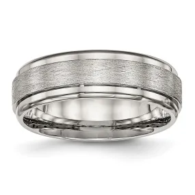 7mm Stainless Steel Ridged Edge Dual Finish Standard Fit Band