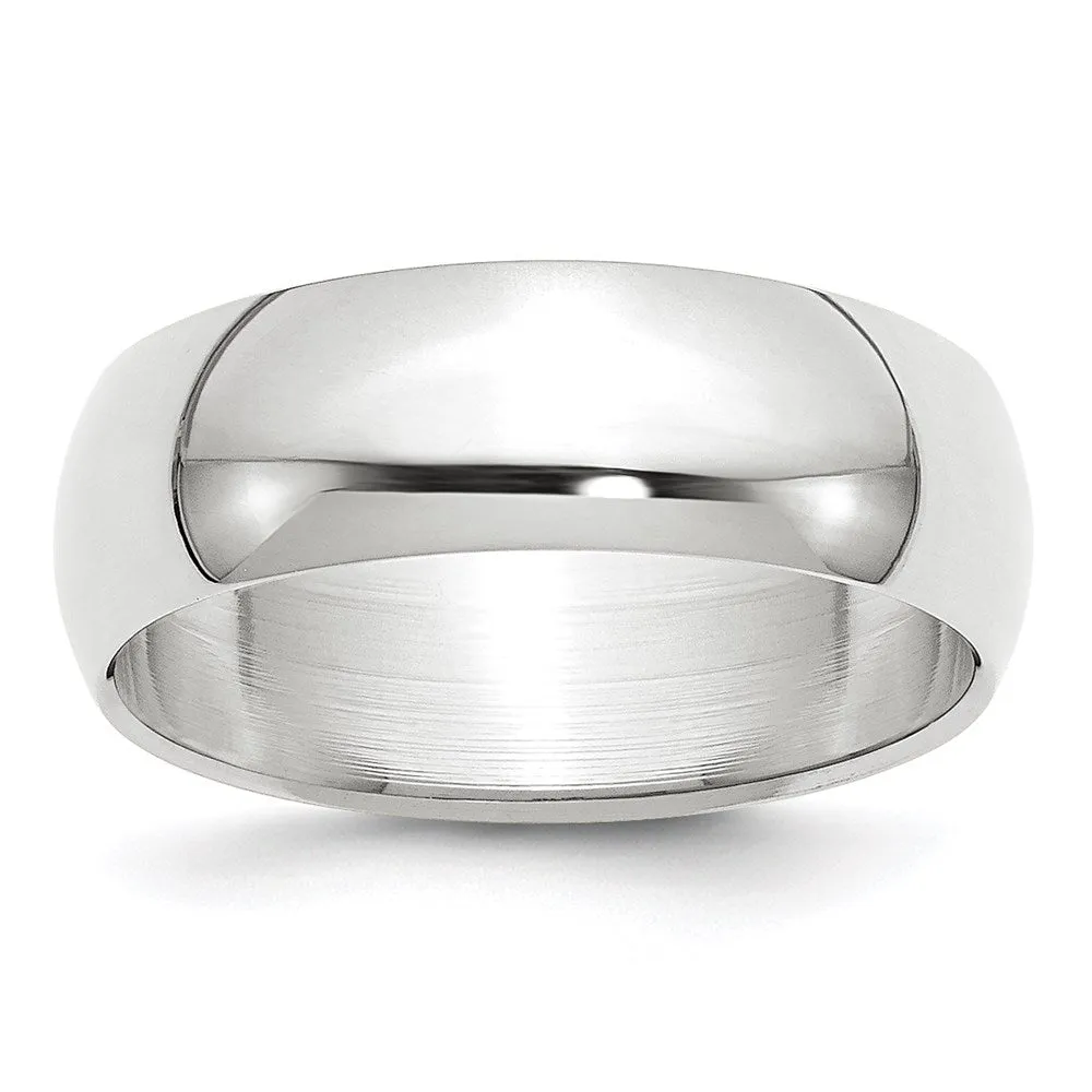 7mm to 12mm 14K White Gold Half Round Standard Fit Band