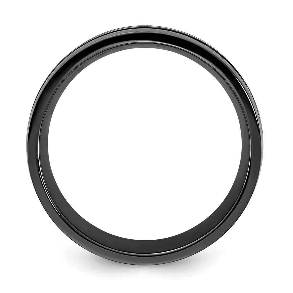 8mm Black Zirconium & Rose Tone Grooved Standard Fit Band