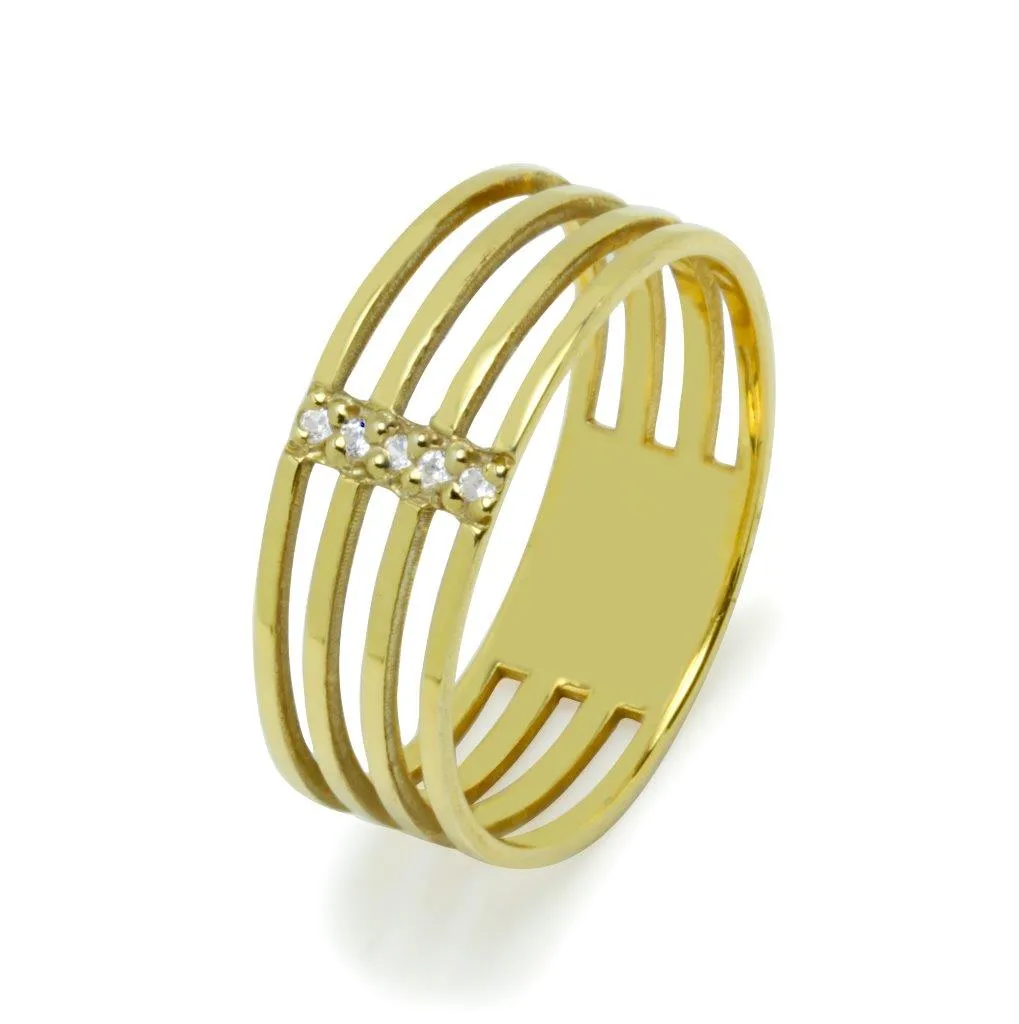 Anillo Row Circonitas Oro