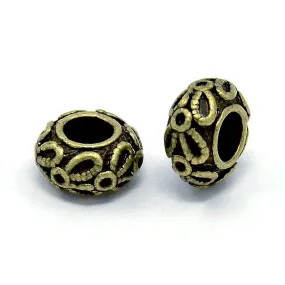 Antique Bronze Large Hole Rondelle 13x7mm (10 pcs)