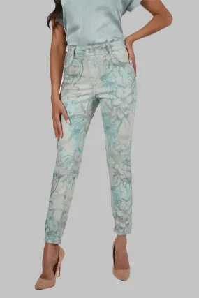 Aqua/ Floral Reversible Skinny Jean