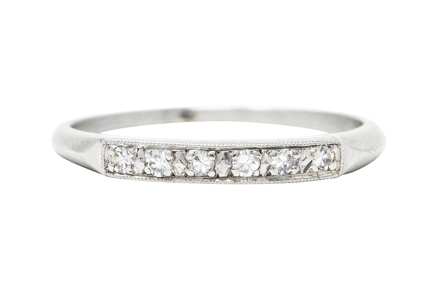 Art Deco Single Cut Diamond Platinum Anniversary Band Ring