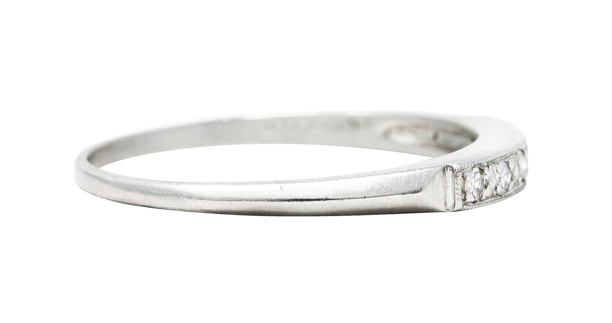 Art Deco Single Cut Diamond Platinum Anniversary Band Ring