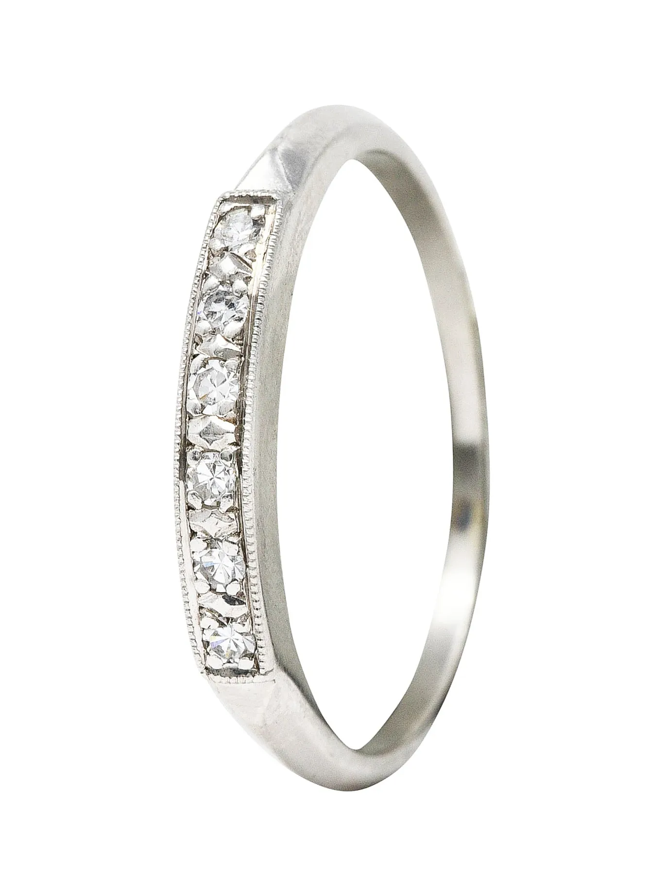 Art Deco Single Cut Diamond Platinum Anniversary Band Ring