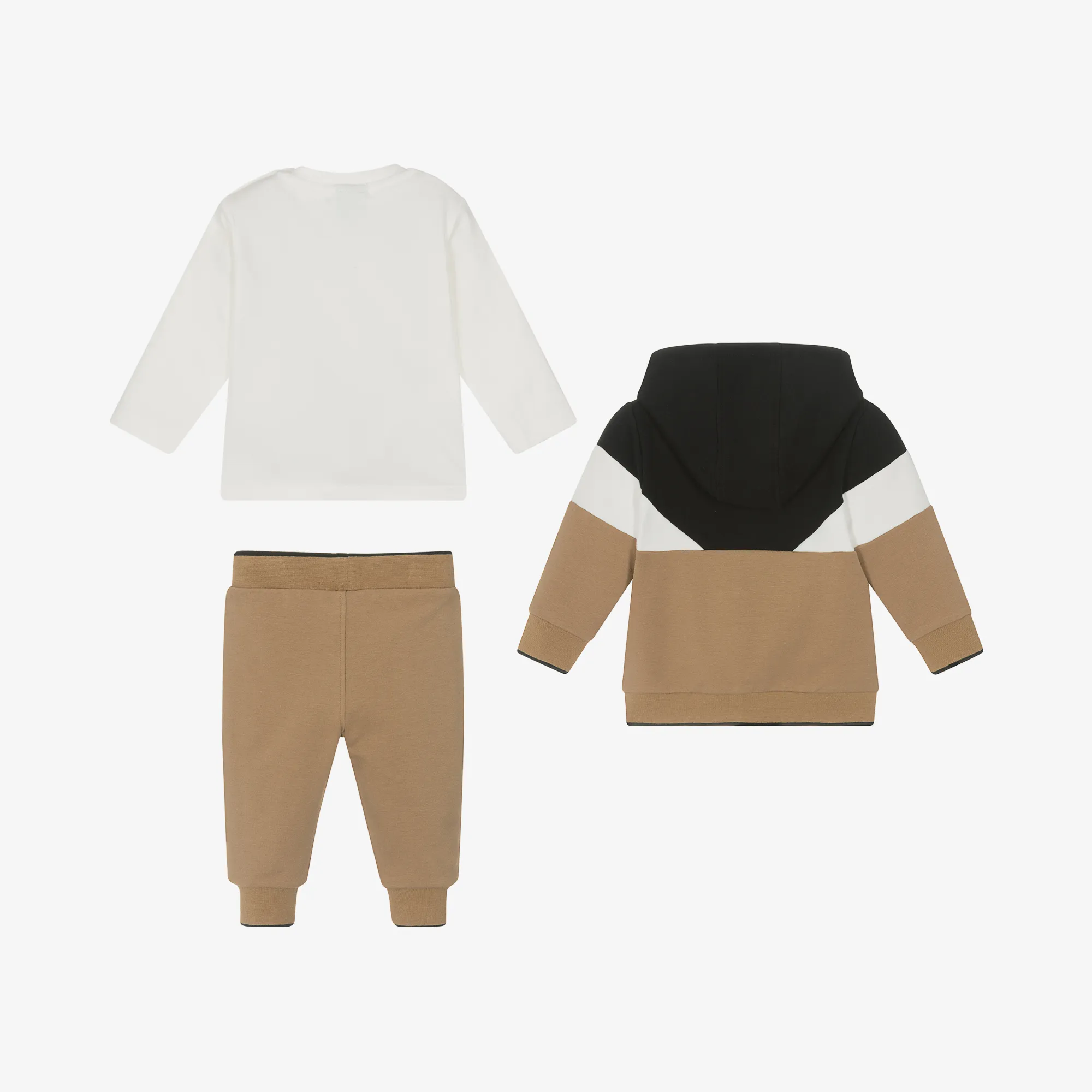 Baby Boys Beige Cotton Tracksuit Set