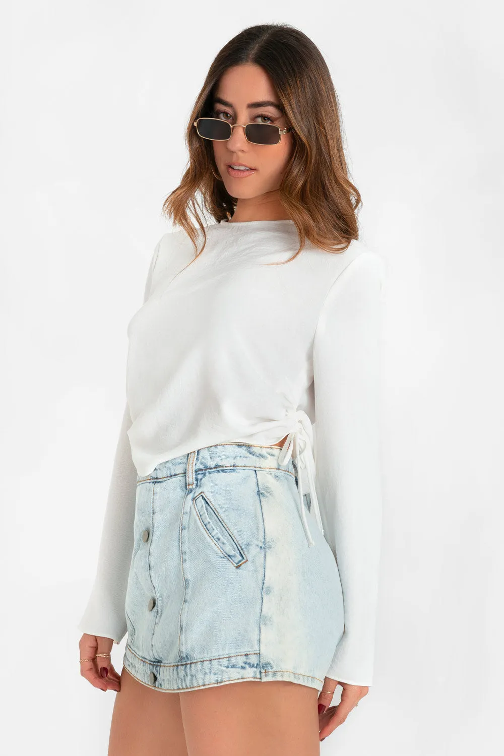 Blusa manga larga fruncido con jareta