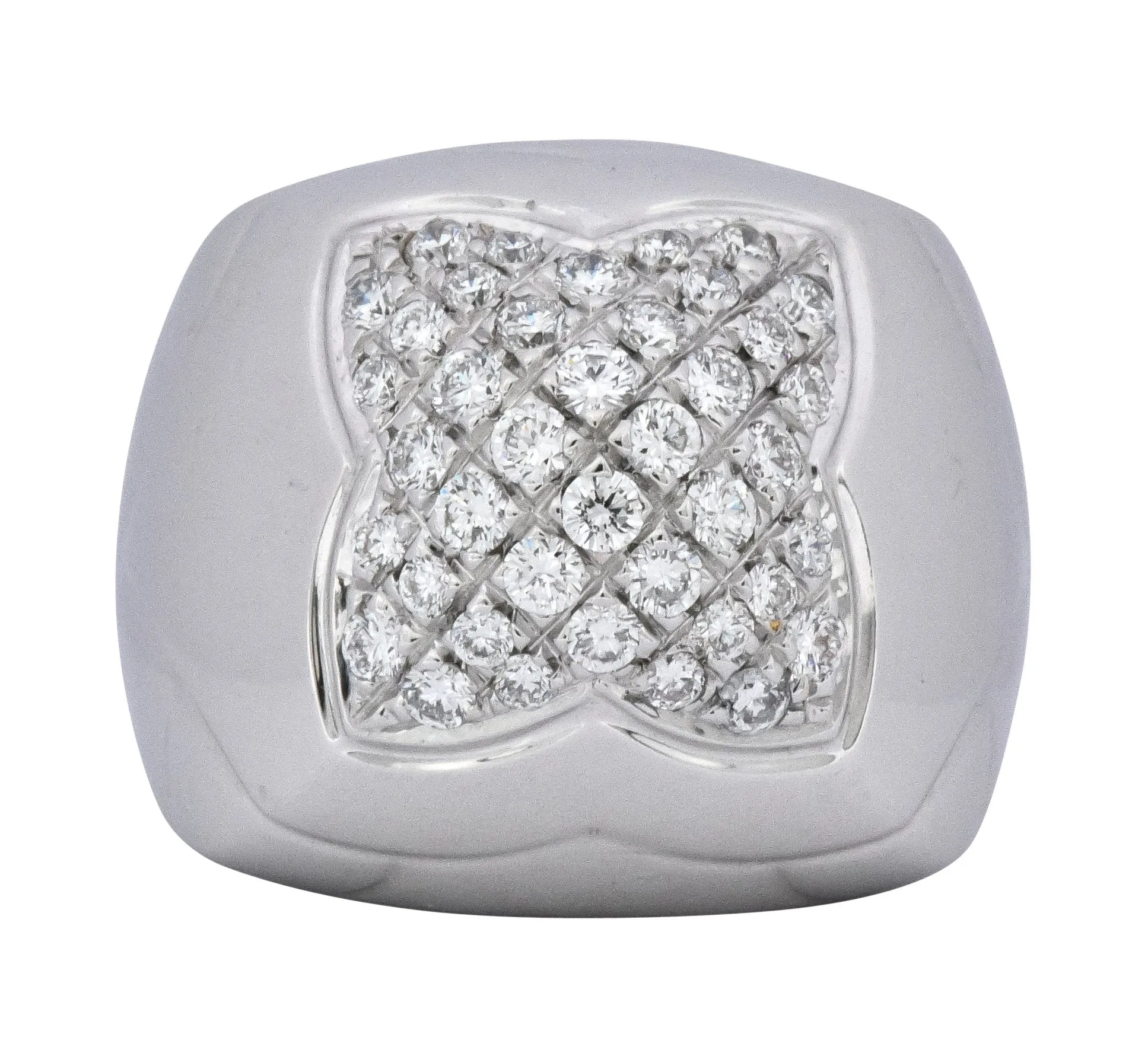 Bulgari Modern 1.04 CTW Pave Diamond 18 Karat White Gold Pyramide Band Ring