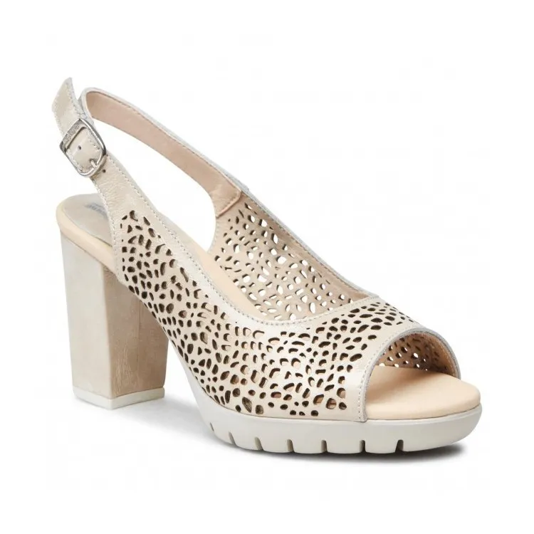 CallagHan 99132 Sandalo Donna con Tacco Medio  Natural Beige