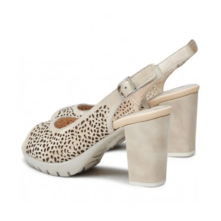CallagHan 99132 Sandalo Donna con Tacco Medio  Natural Beige