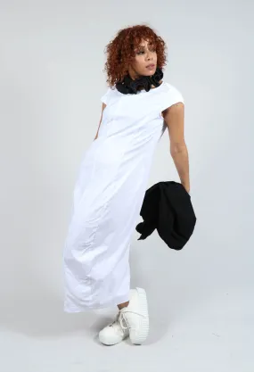 Capped Sleeve Slim Fit Dress in White