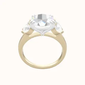 Cathedral Band with Round Sidestones Engagement Ring With Double Prongs Head