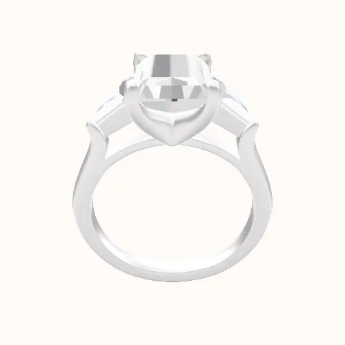 Cathedral Band with Trillion Sidestones Engagement Ring With Four Prong Head