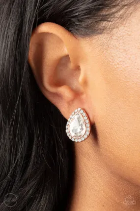 Clip On Earrings Cosmic Castles Rose Gold ~ Paparazzi Earring