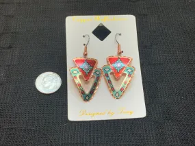 Copper Reflections solid copper earrings. #7751. 1.5” x 1”