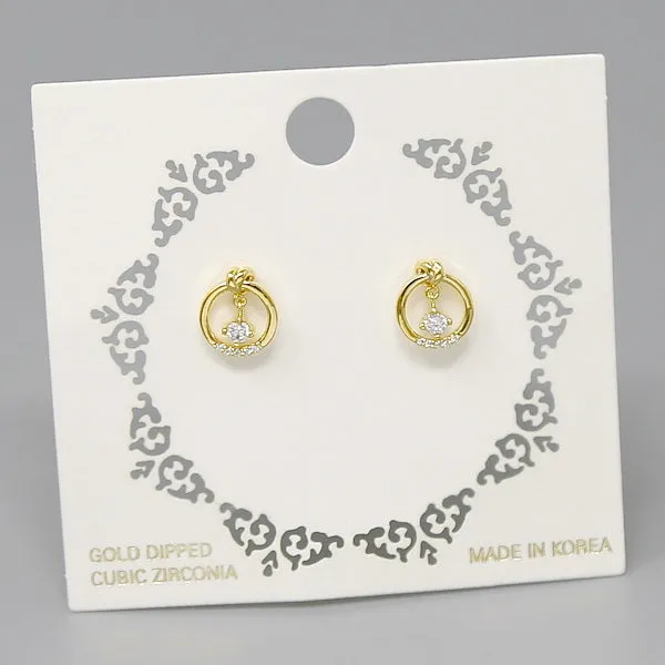 CZ Pave Circle Stud Earrings