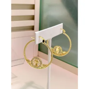Cz virgin hoops earrings in 18k of gold plated