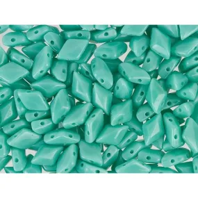 Czech Glass GemDuo, 2-Hole Diamond Shaped Beads 8x5mm, Turquoise  (2.5 Tube)